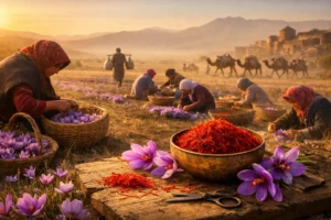 Saffron spice labor history